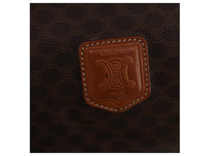 Céline CELINE Macadam Canvas Boston Bag PVC Leather Brown Gold Auth 203442V Braun Golden - Ansicht 15