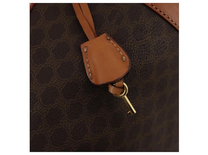 Céline CELINE Macadam Canvas Boston Bag PVC Leather Brown Gold Auth 203442V Braun Golden - Ansicht 16