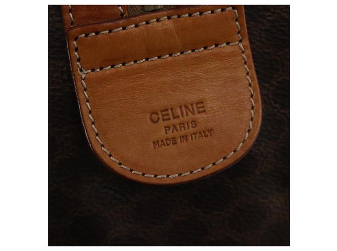 Céline CELINE Macadam Canvas Boston Bag PVC Leather Brown Gold Auth 203442V Braun Golden - Ansicht 17
