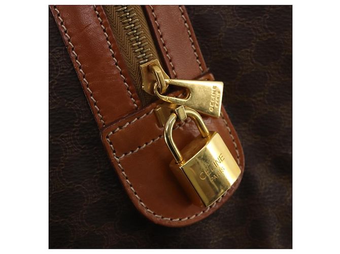 Céline CELINE Macadam Canvas Boston Bag PVC Leather Brown Gold Auth 203442V Braun Golden - Ansicht 18