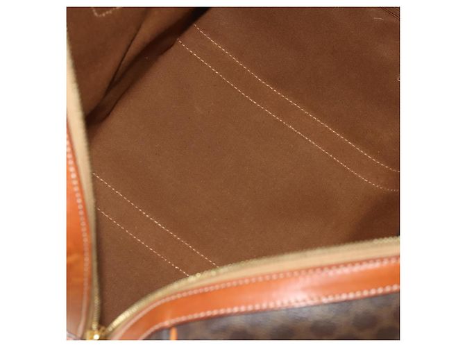 Céline CELINE Macadam Canvas Boston Bag PVC Leather Brown Gold Auth 203442V Braun Golden - Ansicht 19