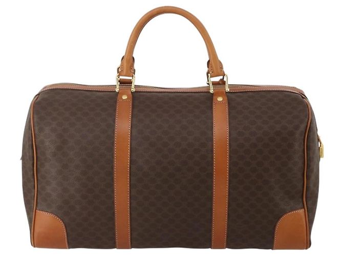 Céline CELINE Macadam Canvas Boston Bag PVC Leather Brown Gold Auth 203442V Braun Golden - Ansicht 3