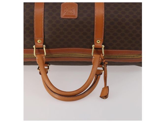 Céline CELINE Macadam Canvas Boston Bag PVC Leather Brown Gold Auth 203442V Braun Golden - Ansicht 7