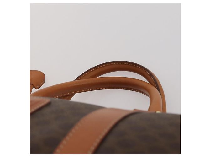 Céline CELINE Macadam Canvas Boston Bag PVC Leather Brown Gold Auth 203442V Braun Golden - Ansicht 8