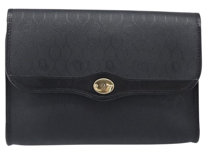 Borsa a tracolla Christian Dior Honeycomb Chain PVC Nero Tono Oro Auth 204705A - vista 2