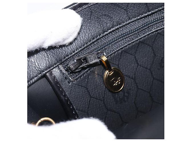 Borsa a tracolla Christian Dior Honeycomb Chain PVC Nero Tono Oro Auth 204705A - vista 21