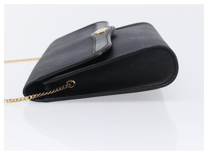 Borsa a tracolla Christian Dior Honeycomb Chain PVC Nero Tono Oro Auth 204705A - vista 5