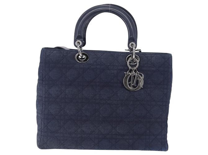 Borsa Christian Dior Lady Dior Canage Denim 2way Blue Silver Auth ka6292V Argento - vista 2
