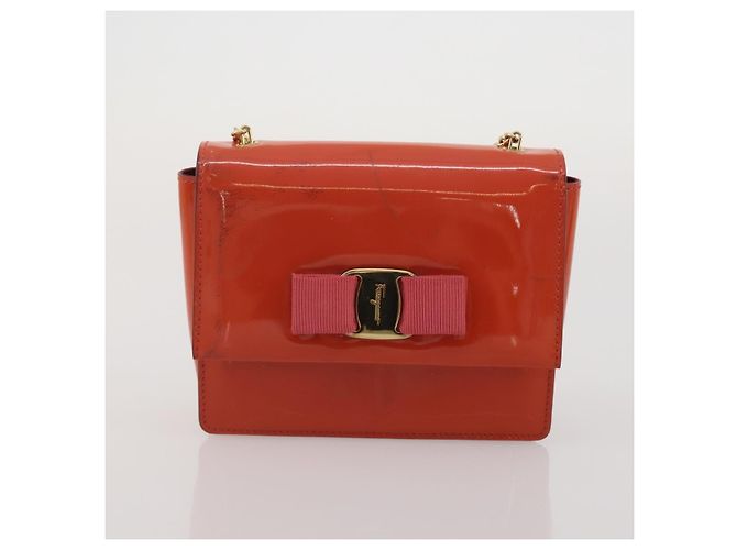 Borsa a tracolla Salvatore Ferragamo in pelle e tela set da 3 Orange White Auth 202776 Bianco Arancione - vista 16