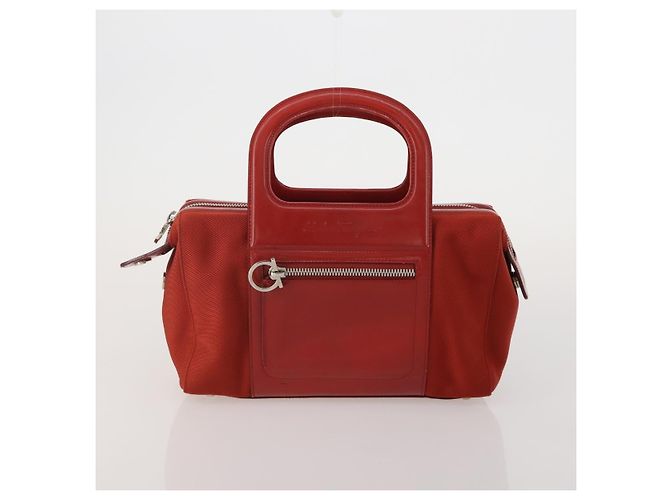 Borsa a tracolla Salvatore Ferragamo in pelle e tela set da 3 Orange White Auth 202776 Bianco Arancione - vista 2