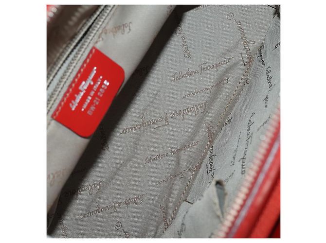 Borsa a tracolla Salvatore Ferragamo in pelle e tela set da 3 Orange White Auth 202776 Bianco Arancione - vista 8