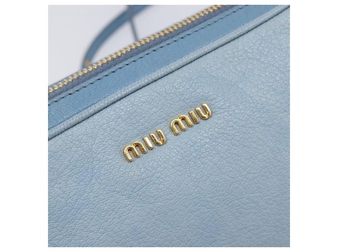 Borsa a tracolla Miu Miu in pelle oro azzurro Auth 204334A D'oro Blu chiaro - vista 16