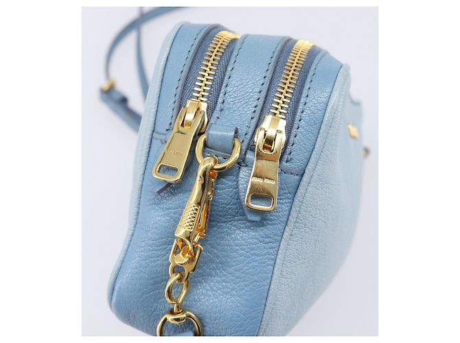 Borsa a tracolla Miu Miu in pelle oro azzurro Auth 204334A D'oro Blu chiaro - vista 18