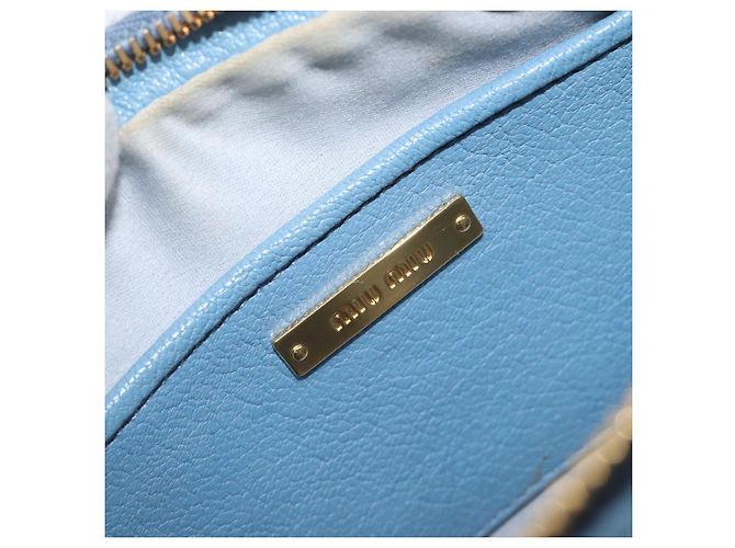 Borsa a tracolla Miu Miu in pelle oro azzurro Auth 204334A D'oro Blu chiaro - vista 19