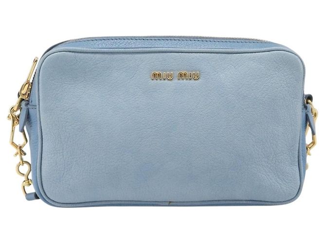 Borsa a tracolla Miu Miu in pelle oro azzurro Auth 204334A D'oro Blu chiaro - vista 2
