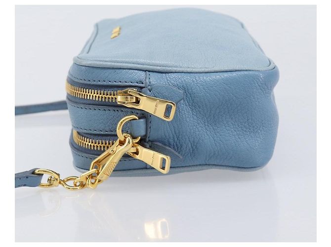 Borsa a tracolla Miu Miu in pelle oro azzurro Auth 204334A D'oro Blu chiaro - vista 5