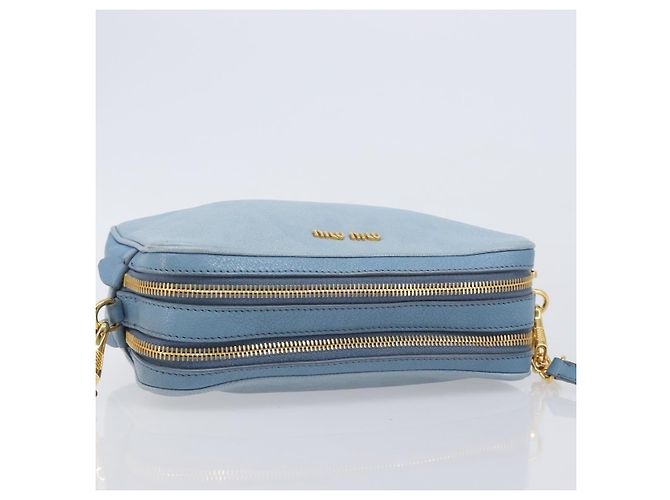 Borsa a tracolla Miu Miu in pelle oro azzurro Auth 204334A D'oro Blu chiaro - vista 6