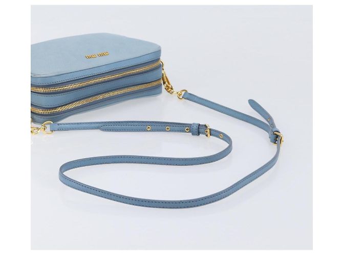 Borsa a tracolla Miu Miu in pelle oro azzurro Auth 204334A D'oro Blu chiaro - vista 7