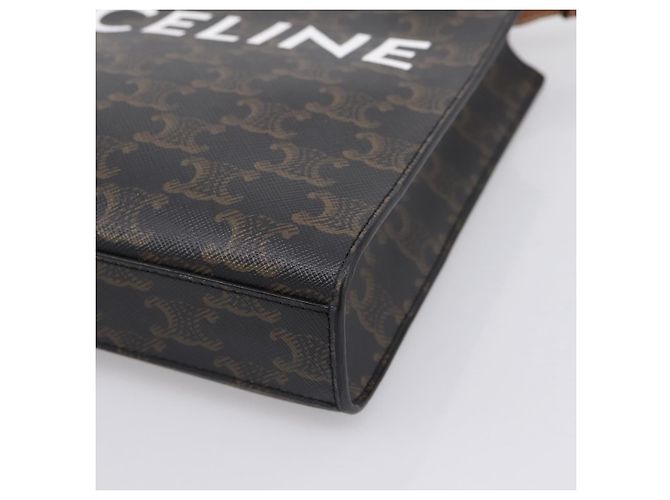 Céline CELINE Triomphe Mini Vertical Cabas Handtasche PVC 2way Schwarz Gold Auth 204764V Golden - Ansicht 12