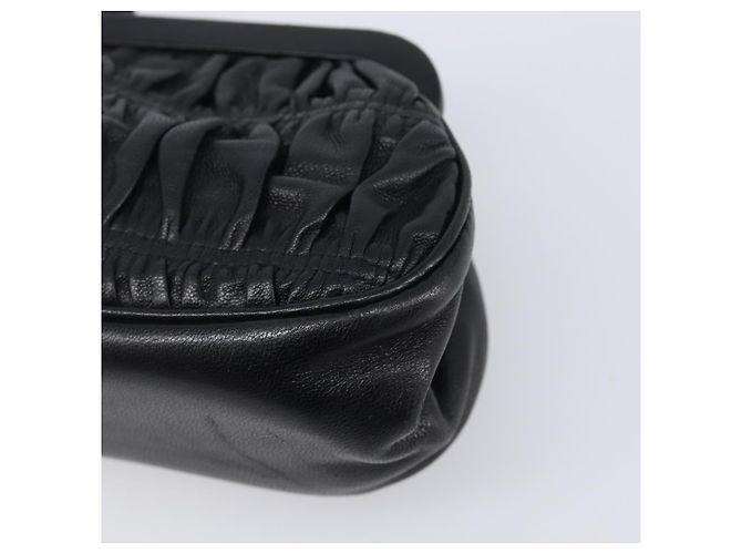 Beauty case arricciato PRADA in pelle nero argento Auth 204606V - vista 10