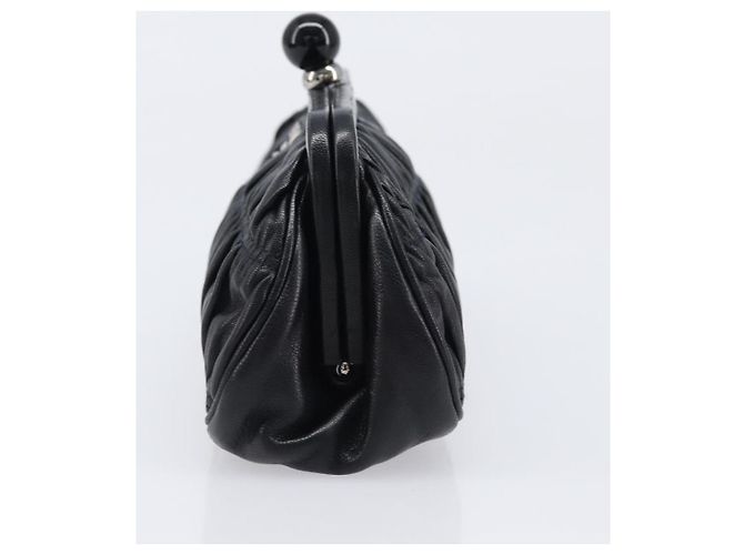 Beauty case arricciato PRADA in pelle nero argento Auth 204606V - vista 4