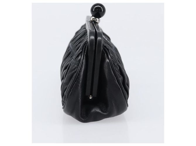 Beauty case arricciato PRADA in pelle nero argento Auth 204606V - vista 5