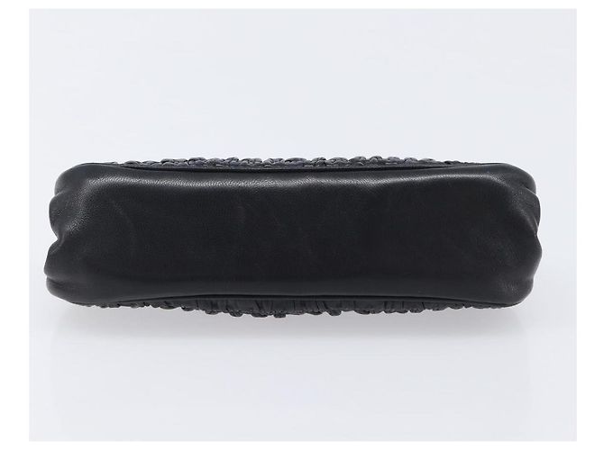 Beauty case arricciato PRADA in pelle nero argento Auth 204606V - vista 7
