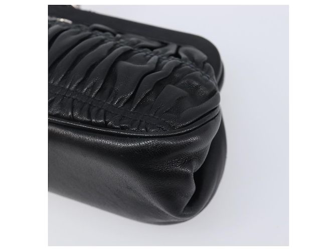 Beauty case arricciato PRADA in pelle nero argento Auth 204606V - vista 8