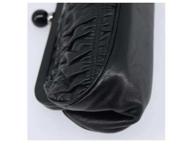 Beauty case arricciato PRADA in pelle nero argento Auth 204606V - vista 9
