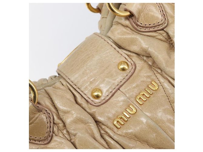 Borsa a mano Miu Miu Matelassé in pelle beige e oro autentica BA15801V D'oro - vista 14