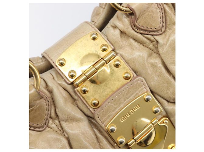 Borsa a mano Miu Miu Matelassé in pelle beige e oro autentica BA15801V D'oro - vista 15