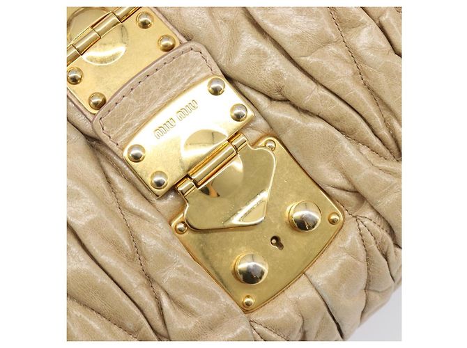 Borsa a mano Miu Miu Matelassé in pelle beige e oro autentica BA15801V D'oro - vista 16