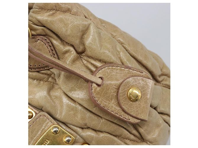 Borsa a mano Miu Miu Matelassé in pelle beige e oro autentica BA15801V D'oro - vista 18