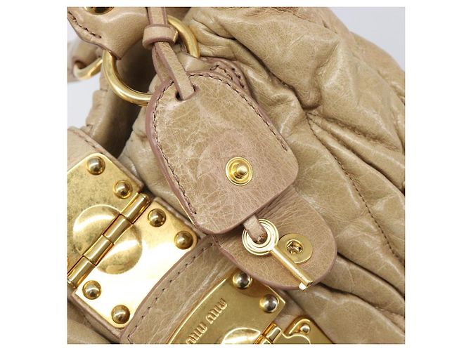 Borsa a mano Miu Miu Matelassé in pelle beige e oro autentica BA15801V D'oro - vista 19