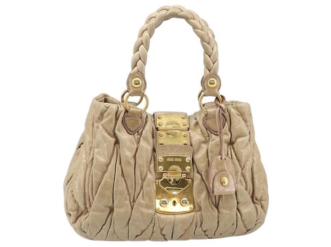 Borsa a mano Miu Miu Matelassé in pelle beige e oro autentica BA15801V D'oro - vista 2