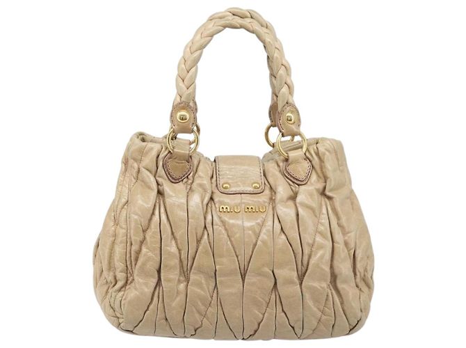 Borsa a mano Miu Miu Matelassé in pelle beige e oro autentica BA15801V D'oro - vista 3