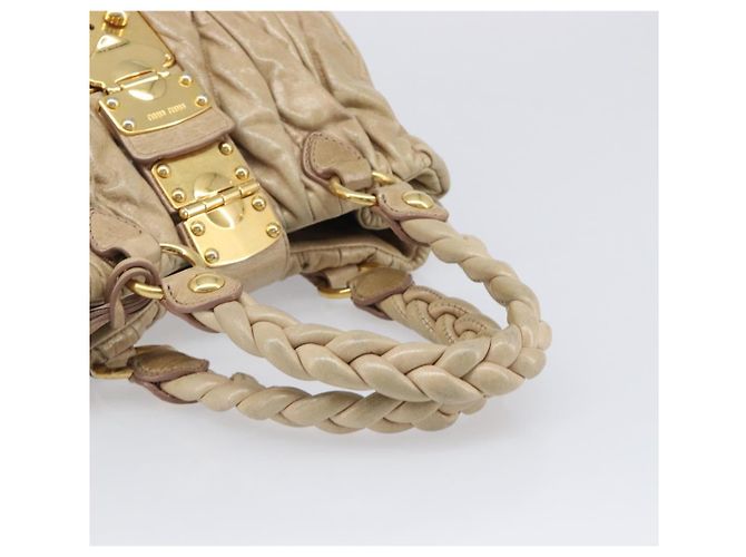 Borsa a mano Miu Miu Matelassé in pelle beige e oro autentica BA15801V D'oro - vista 7