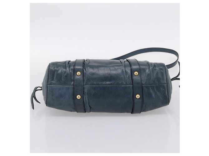 Bolsa Miu Miu em couro 2way azul tom dourado Auth 167595M - vista 11