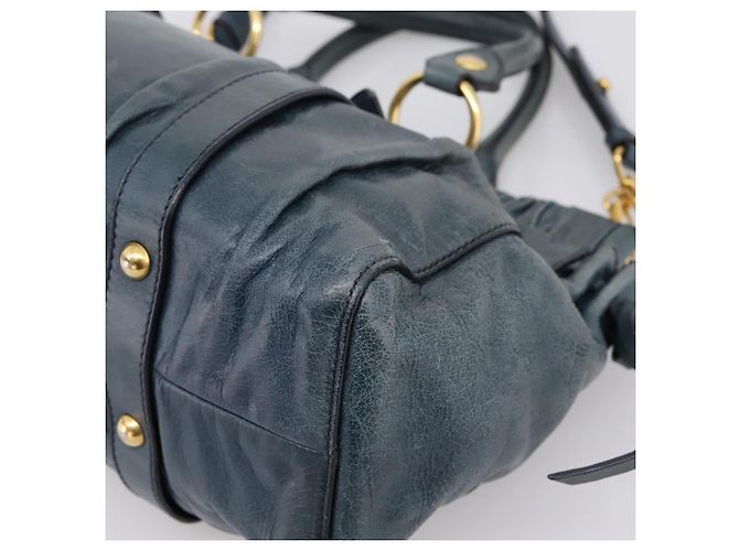 Bolsa Miu Miu em couro 2way azul tom dourado Auth 167595M - vista 12