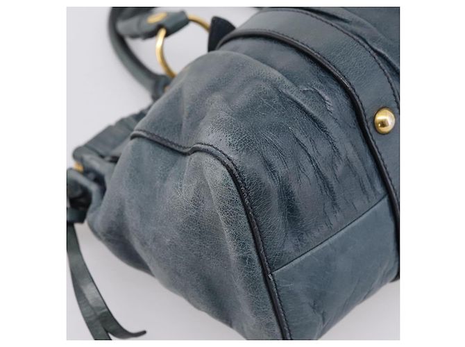 Bolsa Miu Miu em couro 2way azul tom dourado Auth 167595M - vista 13