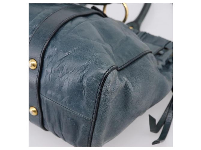 Bolsa Miu Miu em couro 2way azul tom dourado Auth 167595M - vista 14