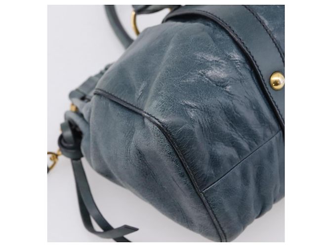 Bolsa Miu Miu em couro 2way azul tom dourado Auth 167595M - vista 15