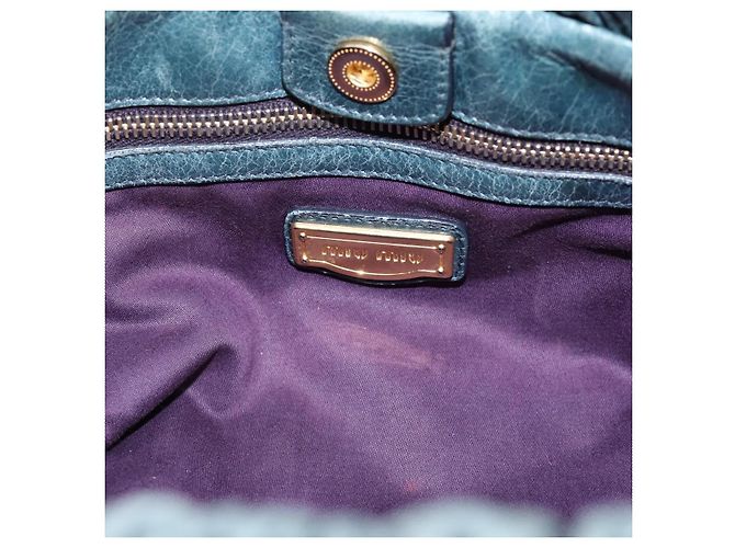 Bolsa Miu Miu em couro 2way azul tom dourado Auth 167595M - vista 16