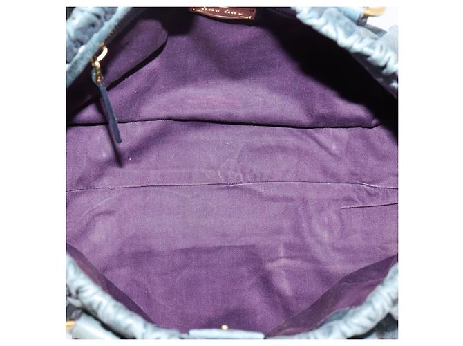 Bolsa Miu Miu em couro 2way azul tom dourado Auth 167595M - vista 17