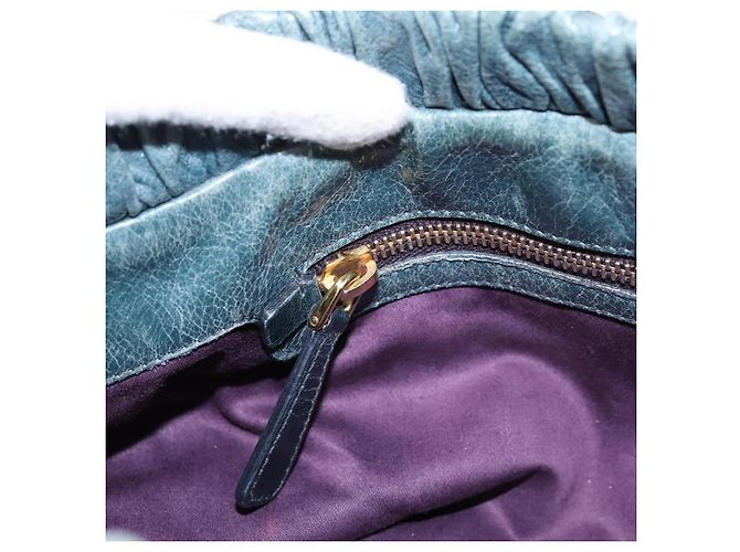 Bolsa Miu Miu em couro 2way azul tom dourado Auth 167595M - vista 20