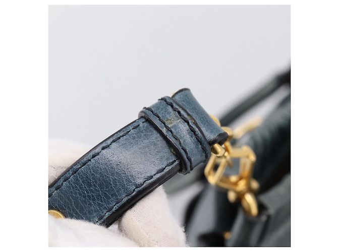 Bolsa Miu Miu em couro 2way azul tom dourado Auth 167595M - vista 23