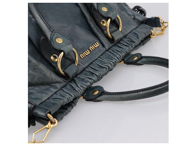 Bolsa Miu Miu em couro 2way azul tom dourado Auth 167595M - vista 6