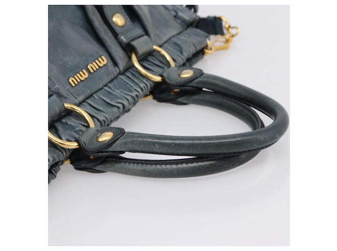 Bolsa Miu Miu em couro 2way azul tom dourado Auth 167595M - vista 7