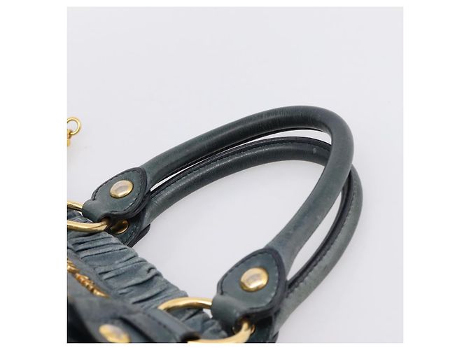 Bolsa Miu Miu em couro 2way azul tom dourado Auth 167595M - vista 8