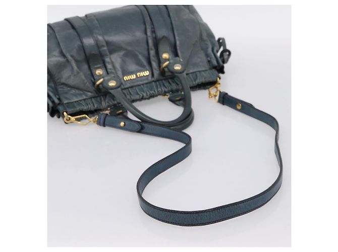 Bolsa Miu Miu em couro 2way azul tom dourado Auth 167595M - vista 9